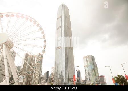 Riesenrad und zentralen Skyline, Hong Kong, China Stockfoto