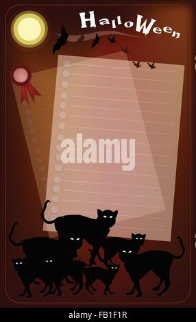 Halloween-Hintergrund von Halloween schwarze Katzen mit Halloween Fledermäuse in Halloween-Feier. Stock Vektor