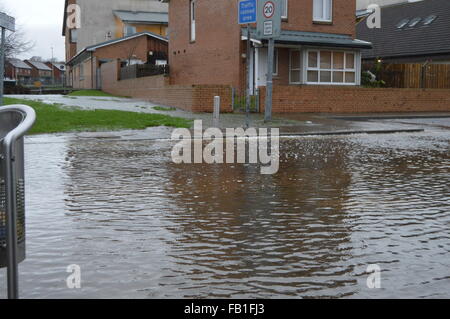 Dundee, Tayside, Scotland, UK, 7. Januar 2016 Ardler Dorf Überschwemmungen verursacht durch schweren Regen Credit: Liam Richardson/Alamy Live News Stockfoto