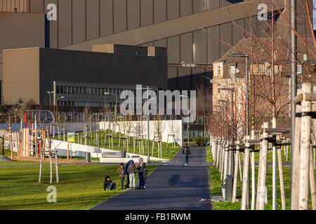 Neuer Park in Duisburg Stahl Produktionsstandortes in Bruckhausen, ThyssenKrupp Steel, Grüngürtel Duisburg-Nord, Stahlwerk, Stockfoto