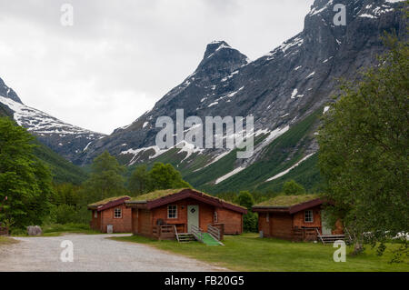 Hütten, Trollstigen, Norwegen Stockfoto