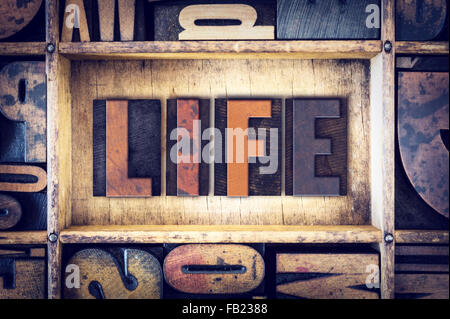 Das Wort "Leben" in Vintage Holz Buchdruck Art geschrieben. Stockfoto