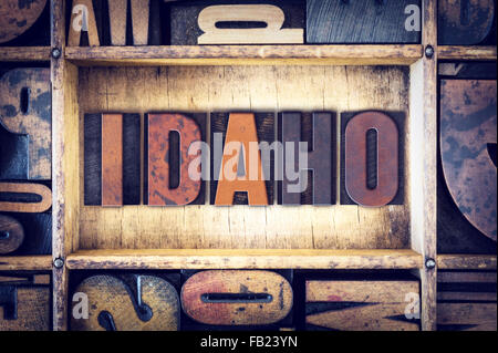 Das Wort "Idaho" in Vintage Holz Buchdruck Art geschrieben. Stockfoto