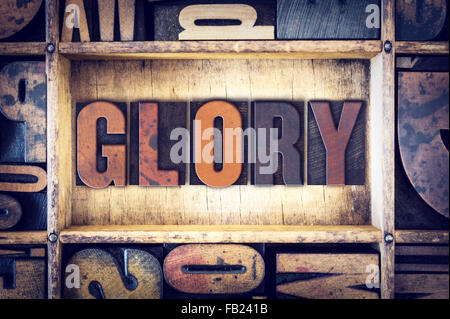Das Wort "Herrlichkeit" in Vintage Holz Buchdruck Art geschrieben. Stockfoto
