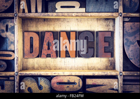 Das Wort "Tanz" in Vintage Holz Buchdruck Art geschrieben. Stockfoto