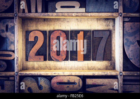 Das Wort "2017" in Vintage Holz Buchdruck Art geschrieben. Stockfoto