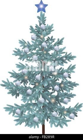 Fichte Tanne Weihnachtsbaum mit Ornamenten Stock Vektor