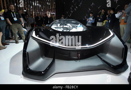Las Vegas, USA. 7. Januar 2016. Ein Konzeptfahrzeug von Faraday Zukunft FFZERO1 wird während der 2016 Consumer Electronics Show (CES) in Las Vegas, Nevada, USA, 7. Januar 2016 angezeigt. Bildnachweis: Yang Lei/Xinhua/Alamy Live-Nachrichten Stockfoto