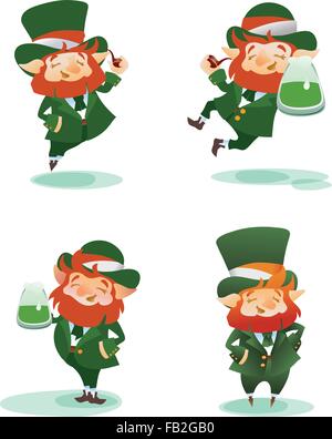 Happy St Patrick's day Gruß cartoon leprechaun Stock Vektor