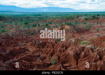 Übersicht-Red sand Steinbildung Tatacoa-Wüste in Huila, Stockfoto