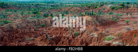 Übersicht-Red sand Steinbildung Tatacoa-Wüste in Huila, Stockfoto