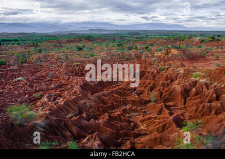 Übersicht-Red sand Steinbildung Tatacoa-Wüste in Huila Stockfoto