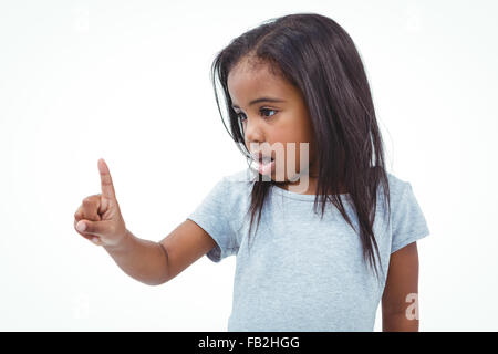 Niedliche Mädchen Zittern der Finger, Nein zu sagen Stockfoto