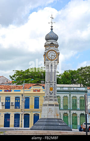 Eisen-Guss Uhrturm Viereckturm Belem Para Brasilien Stockfoto