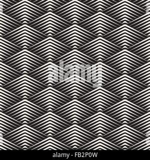 Vektor nahtlose schwarz-weiß Rhombus Ecke scharfe Linien geometrischen Raster Stock Vektor