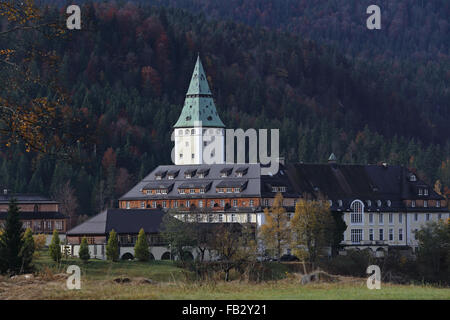 Krün, Schloss Elmau; Wettersteingebirge Stockfoto