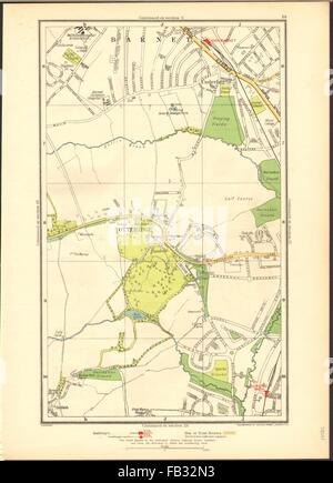 HIGH BARNET/CHIPPING BARNET: Totterige, Woodside Park Underhill, 1937 Karte Stockfoto