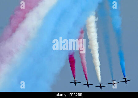 Die Red Arrows, offiziell bekannt als die Royal Air Force-Kunstflugstaffel ist der Kunstflug display Team der Royal Air Force ba Stockfoto