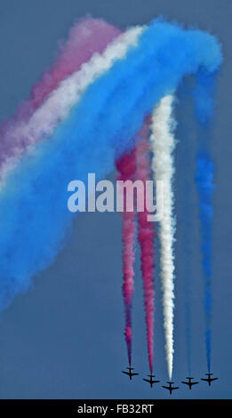 Die Red Arrows, offiziell bekannt als die Royal Air Force-Kunstflugstaffel ist der Kunstflug display Team der Royal Air Force ba Stockfoto