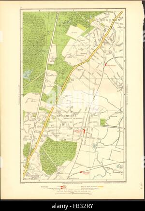 ESSEX: Buckhurst Hill, Loughton, Woodford Wells, Roding Valley, 1937 alte Karte Stockfoto