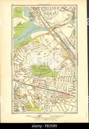 WILLESDEN GREEN: Cricklewood Dollis Hill, Neasden, Cricklewood, Hendon, 1937 Karte Stockfoto