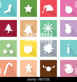 Abbildung Kollektion von 16 Weihnachts-Icons für Weihnachtsfeier. Stock Vektor