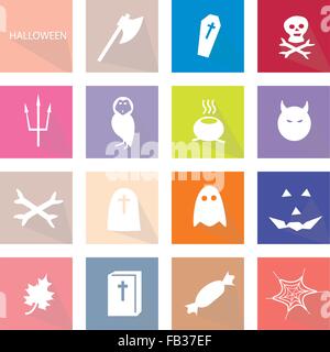 Feiertage und feste, Illustration-Satz von 16 Halloween Icons für Halloween-Feier. Stock Vektor