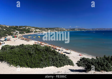 Sommer, Paradise Beach und Kefalos Bay, Kefalos Stadt, Insel Kos, Dodekanes Gruppe von Inseln, Süd Ägäis, Griechenland. Stockfoto