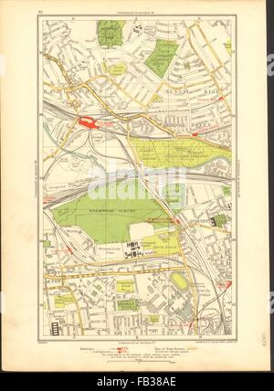 KENSAL: Grün/Aufstieg; Acton, Harlesden, Shepherds Bush, Brondesbury Park, 1937 Karte Stockfoto