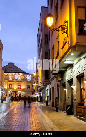 Cervantes Theater, Malaga Altstadt bei Nacht, Malaga, Andalusien, Spanien Stockfoto