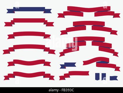 Satz von leeren Bändern, Banner und Etiketten in flachen Stil. EPS10 Vektor-Illustration. Stock Vektor