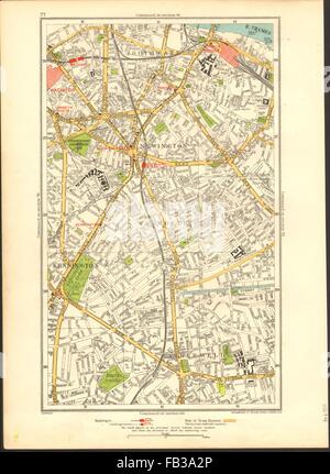 SOUTHWARK: Camberwell, Bermondsey, Lambeth, Kennington, Newington, 1937 Karte Stockfoto