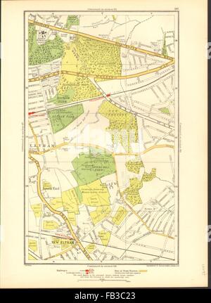 LONDON: Neue Eltham, tireur Hill, South End, Eltham Park, Papst Straße, 1937 Karte Stockfoto