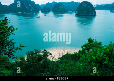 Inseln und Strand in Halong Bucht, Vietnam, Südostasien Stockfoto