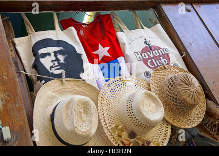 Kuba Souvenirs, Mützen T-shirts Che Guevara Stockfoto