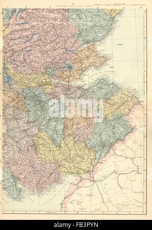 Schottland (Südosten): Edinburgh-Glasgow-Perth-Fife. GW-Speck, Karte 1883 alt Stockfoto