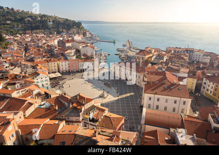 Malerische Altstadt Piran, Slowenien. Stockfoto
