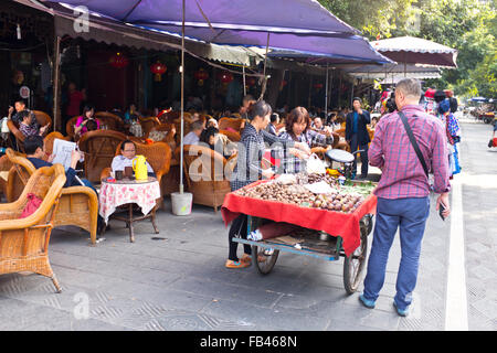 Chengdu Stadtzentrum, Teehäuser, antike Geschäfte, Altstadt alte Hauptstadt der Provinz Sichuan, VR China, Volksrepublik China, China Stockfoto