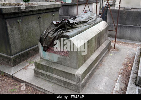 Das Grab von Louis Auguste Blanqui französischer revolutionärer Sozialist in der Friedhof Père Lachaise, Paris, Frankreich. Stockfoto