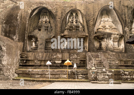 Felsen-schneiden Candi Schreine des Gunung Kawi Tempel, Tampaksiring in der Nähe von Ubud, Bali, Indonesien Stockfoto
