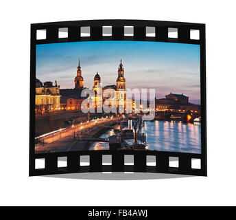 Blick auf die alte Stadt in der Nacht, Dresden, Sachsen, Deutschland, Europa Stockfoto