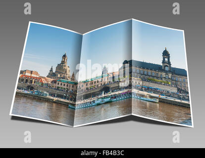 Blick über die Elbe, Secundogeniture, Frauenkirche und House of the Estates, Dresden, Sachsen, Deutschland Stockfoto