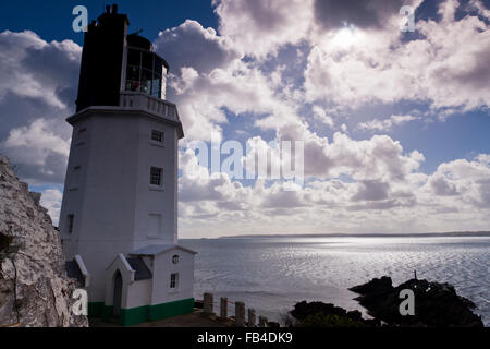 St. Anthony Head Lighthouse, Roseland Halbinsel, Cornwall, Süd-West, UK Stockfoto