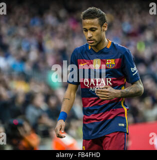 Barcelona, Katalonien, Spanien. 9. Januar 2016. FC Barcelona nach vorne NEYMAR JR. bei der BBVA-League-Spiel zwischen FC Barcelona und Granada CF im Camp Nou Stadion in Barcelona Credit: Matthias Oesterle/ZUMA Draht/Alamy Live News Stockfoto