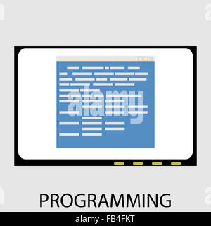 Programmierung-Symbol flache Bauweise. Technik Web, Medien, Codierung, computing Codefunktion. Vektor Kunst abstrakte ausgefallene Mode illus Stockfoto
