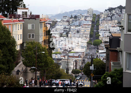 Ein Blick auf San Francisco von Lombard Street Stockfoto