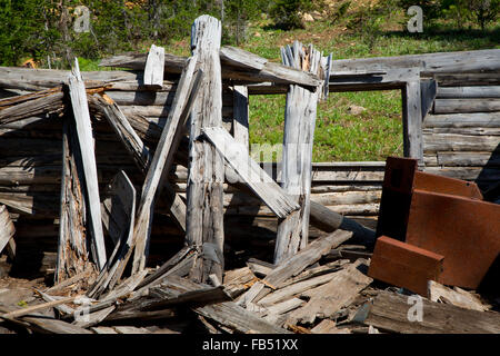 Mining Camp Ruinen, Gallatin National Forest in Montana Stockfoto