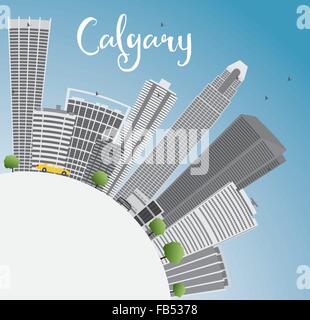 Calgary Skyline mit grauen Gebäude, blauer Himmel und Kopieren. Vector Illustration. Business Travel und Tourismus Konzept Stock Vektor