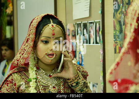 Schöne indische Braut in reichen ethnischen Kleid Stockfoto