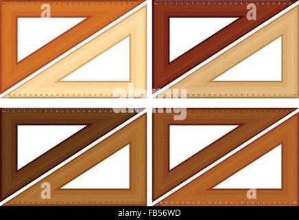 Hölzerne Dreieck Lineal legen Sie auf einem weißen Hintergrund. Vektor-Illustration. Stock Vektor